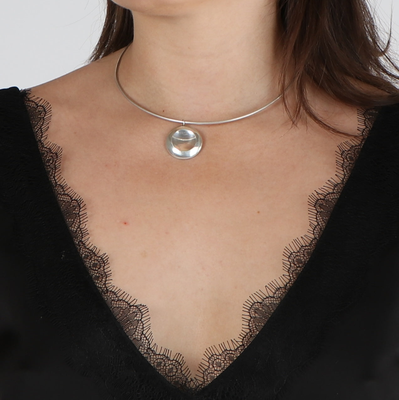 silver coin neck cuff